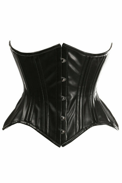 Top Drawer Faux Leather Steel Boned Corset In Brown - Daisy