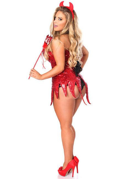 Top Drawer Red Sequin Devil Corset Dress Costume - AMIClubwear