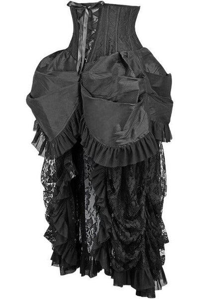 Top Drawer Steel Boned Black Lace Victorian Bustle Underbust Corset Dress - AMIClubwear