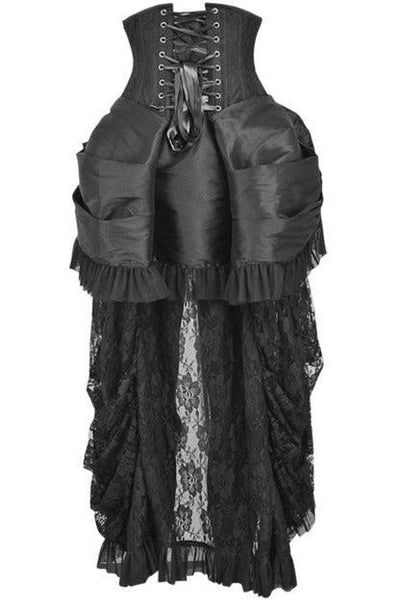 Top Drawer Steel Boned Black Lace Victorian Bustle Underbust Corset Dress - AMIClubwear