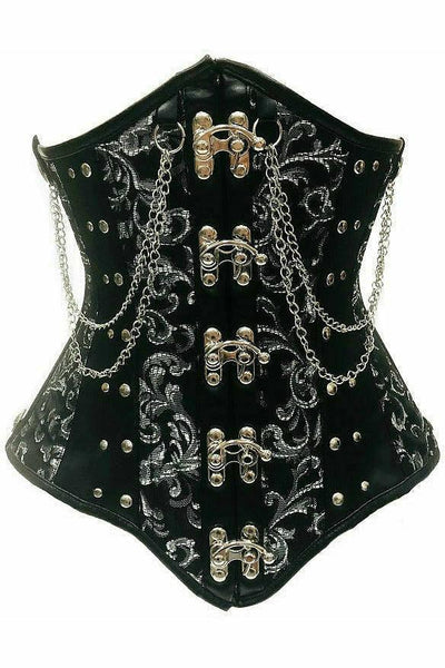 Top Drawer Steel Boned Underbust Corset w/Chains and Clasps - AMIClubwear
