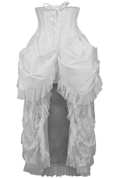 Top Drawer Steel Boned White Lace Victorian Bustle Underbust Corset Dress - AMIClubwear