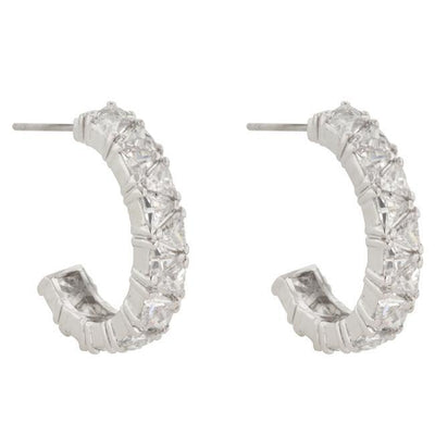 Trillion Cut Cubic Zirconia Hoop Earrings - AMIClubwear