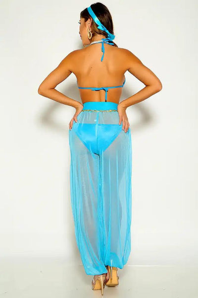 Turquoise Rhinestone Princess Jas 3 Piece Costume - AMIClubwear