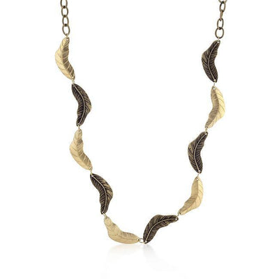 Vintage Leaf Two-tone Finish Necklace - AMIClubwear