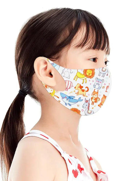 White Animal Print Reusable Kids Face Mask 1 Piece - AMIClubwear