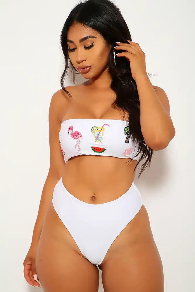 White Bandeau Two Piece Swimsuit - AMIClubwear