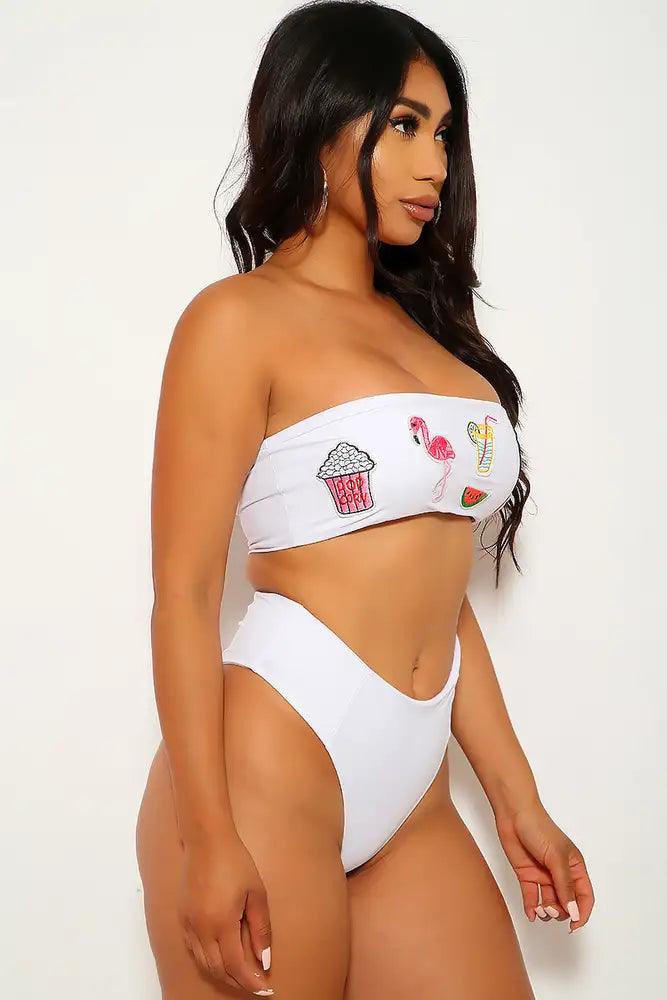 White Bandeau Two Piece Swimsuit - AMIClubwear
