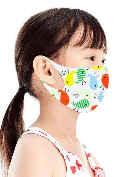 White Bird Print Reusable Kids Face Mask 1 Piece - AMIClubwear