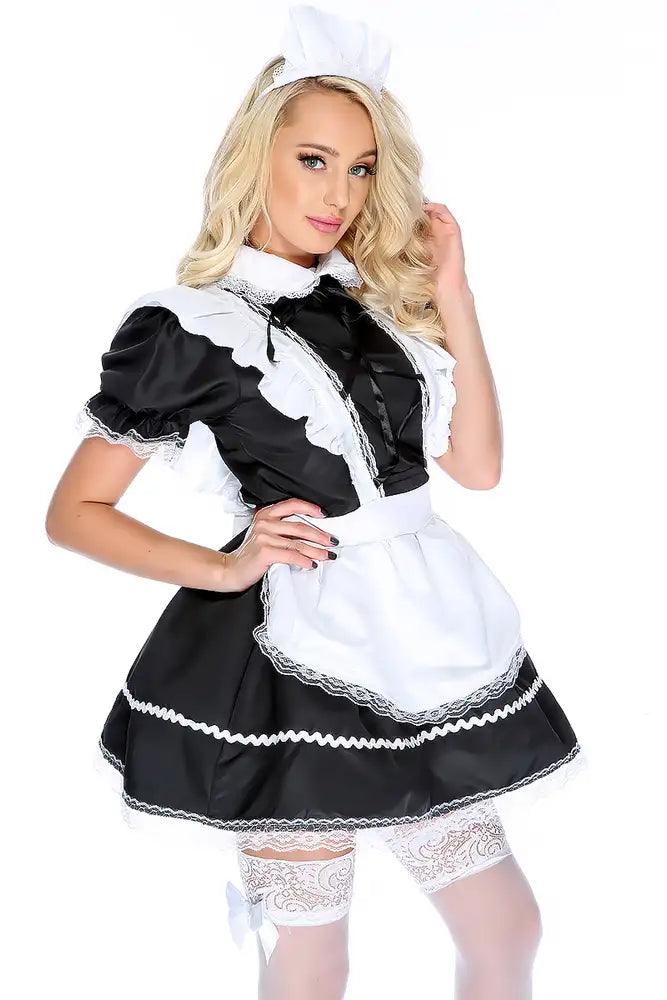 White Black 2pc Sexy Maid Costume - AMIClubwear