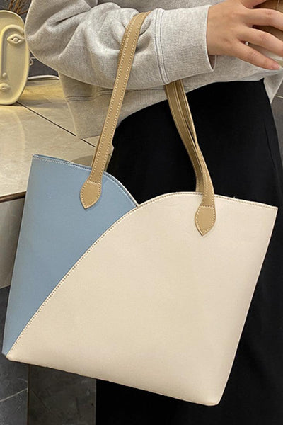White Blue Two Tone Medium Tote Bag - AMIClubwear