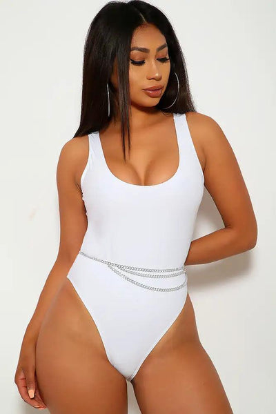 White Cheeky One Piece Swimsuit - AMIClubwear