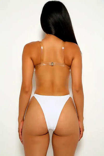 White Clear Padded Two Piece Swimsuit - AMIClubwear