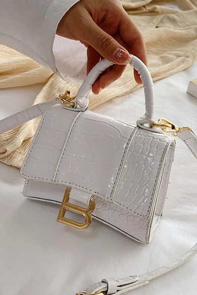 White Crocodile Style Small Crossbody Bag - AMIClubwear