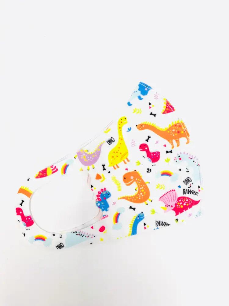 White Dinosaur Print Reusable Kids Face Mask 1 Piece - AMIClubwear