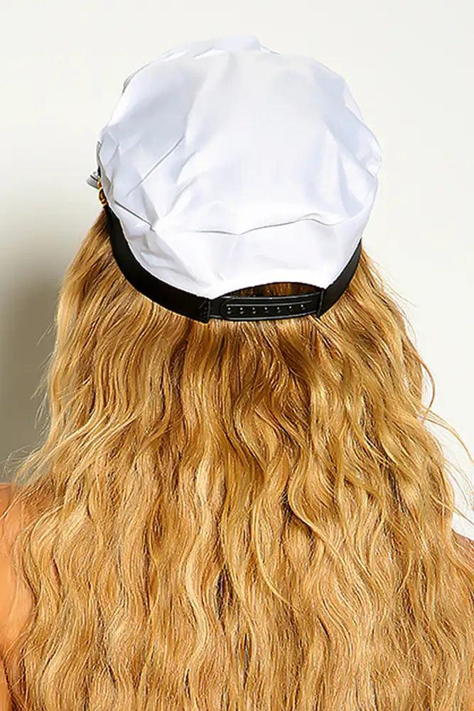 White Gold Embroidered Detail Sailor Hat Costume Accessory - AMIClubwear