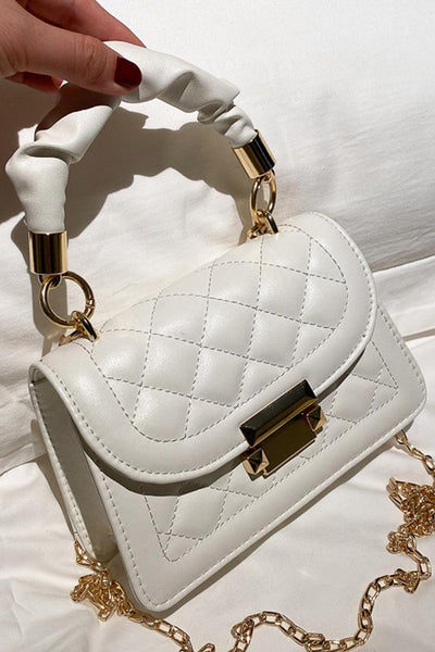 White Gold Quilted O-Ring Accent Purse - AMIClubwear