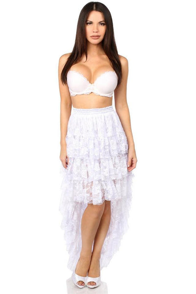 White High Low Lace Skirt - AMIClubwear