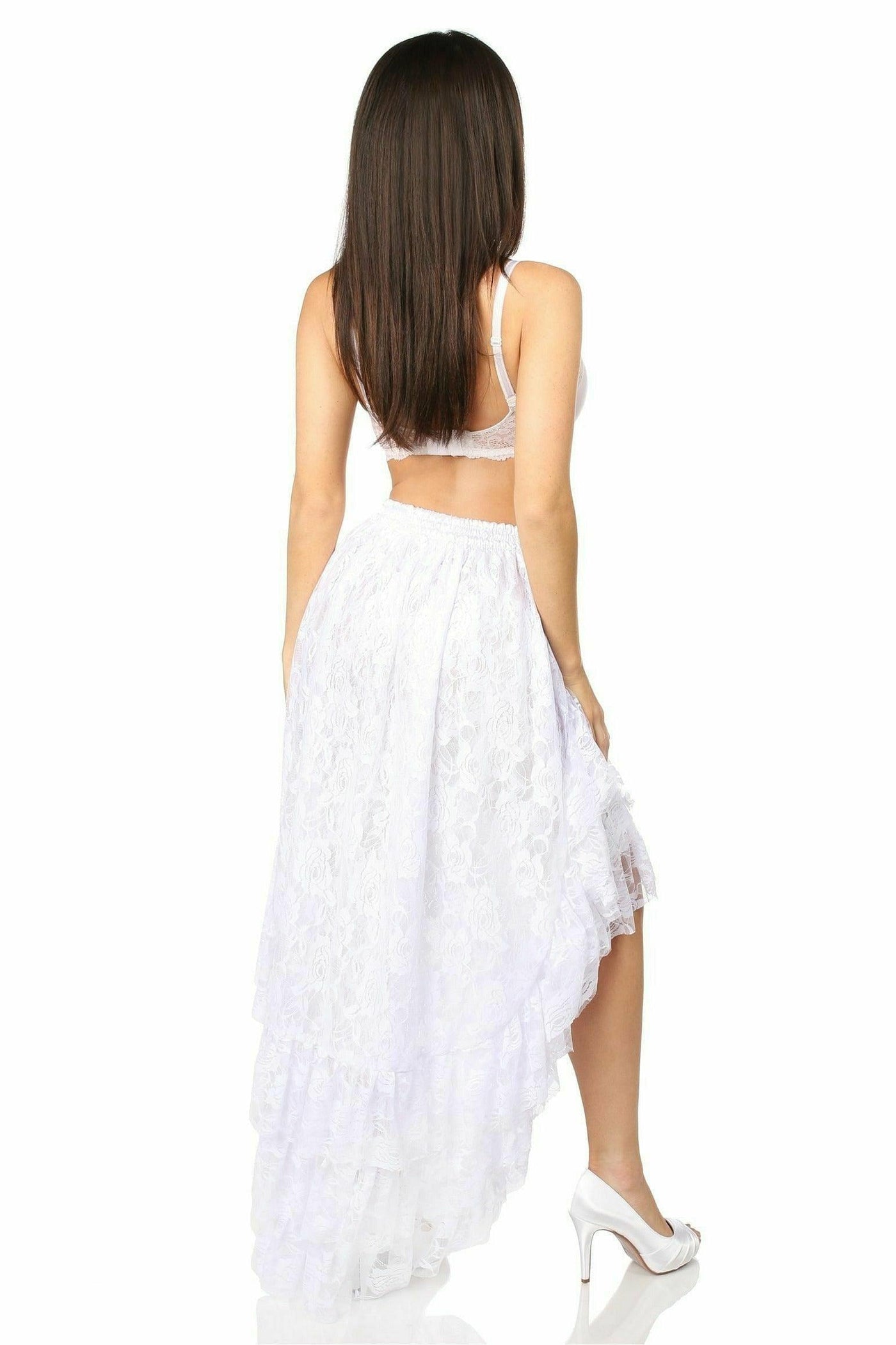 White High Low Lace Skirt - AMIClubwear