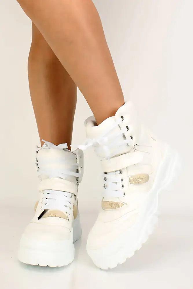 White High Top Platform Sneakers - AMIClubwear