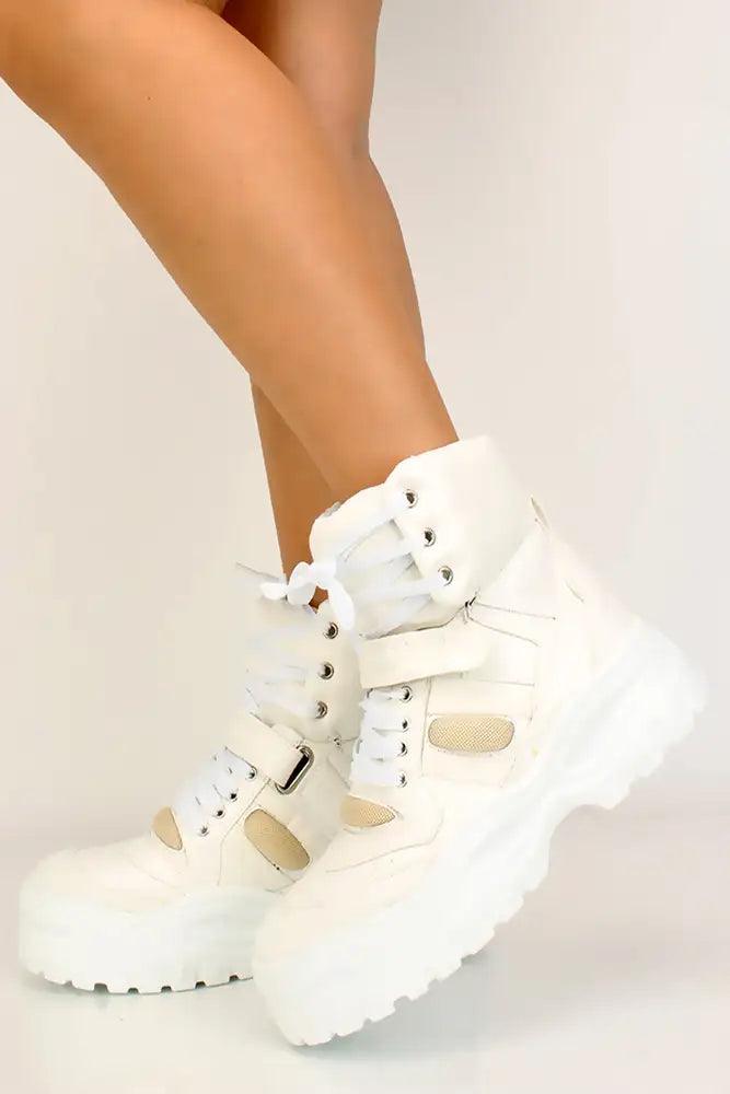 White High Top Platform Sneakers - AMIClubwear