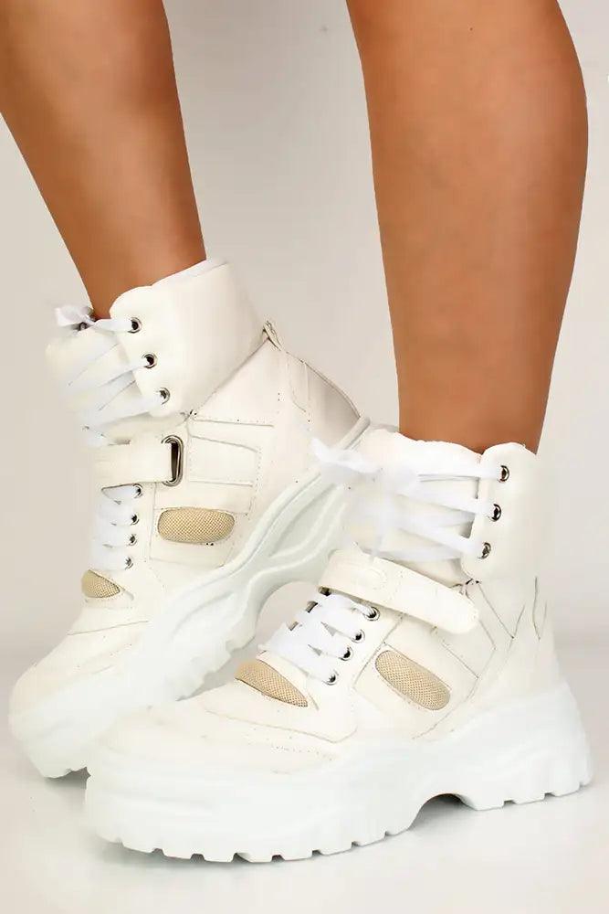 White High Top Platform Sneakers - AMIClubwear