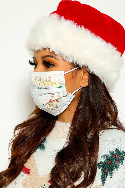 White Light Blue Merry Christmas 20 Piece Surgical Masks - AMIClubwear