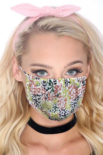 White Lime Printed Reusable Face Mask - AMIClubwear