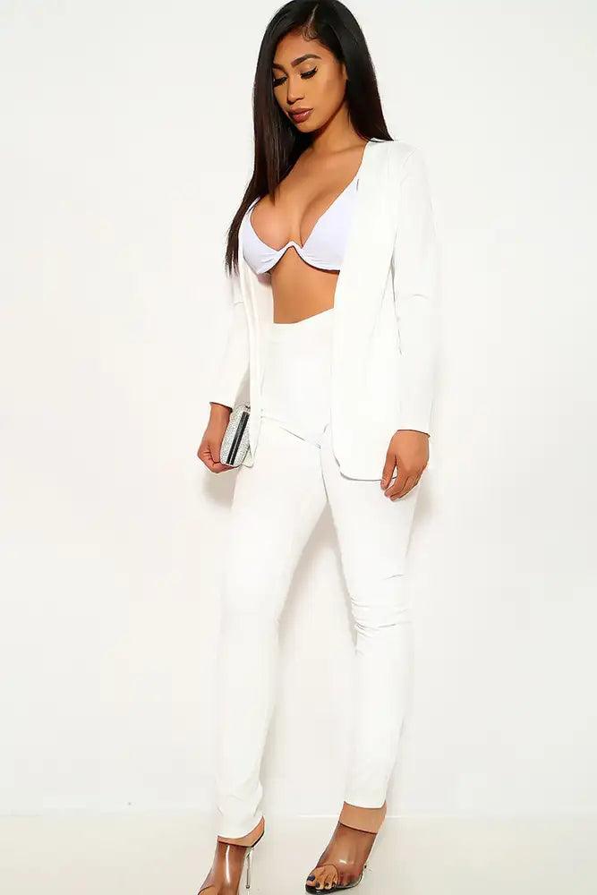 White Long Sleeve 2 Piece Outfit - AMIClubwear