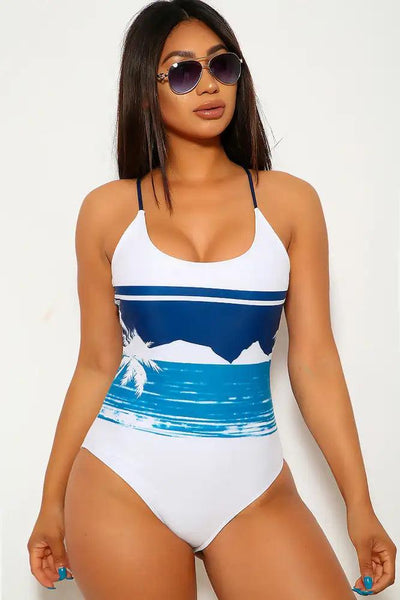 White Navy Summer Lovin One Piece Swimsuit - AMIClubwear