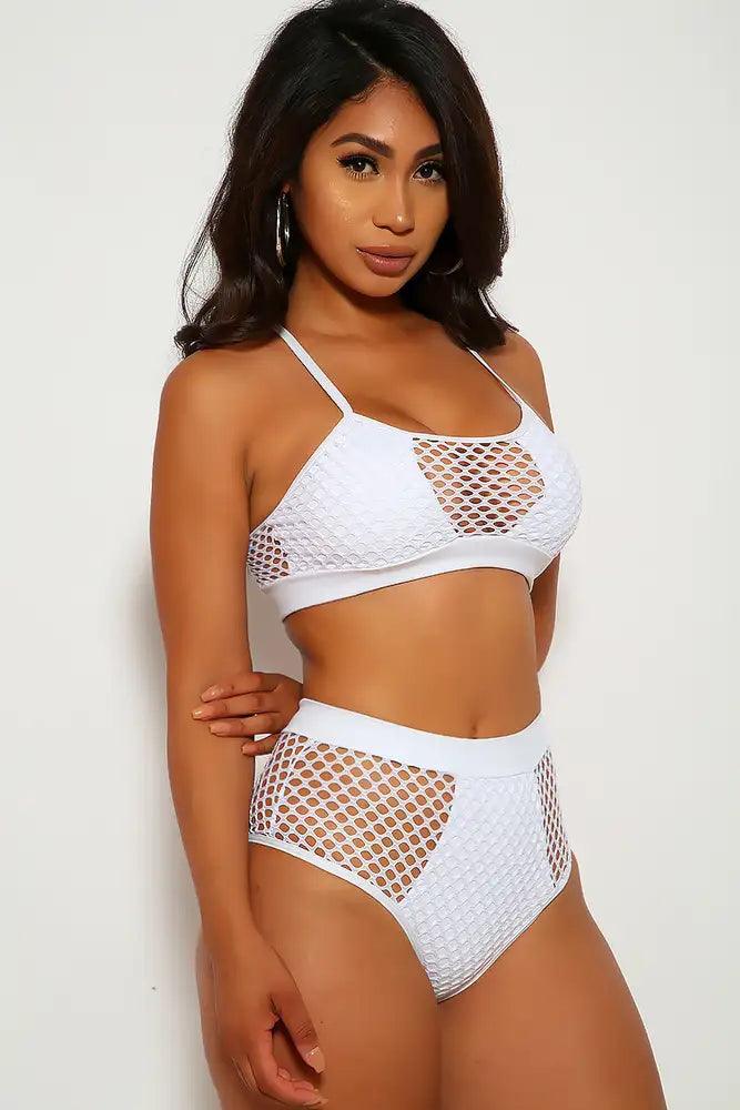 White Netted Two Piece Swimsuit - AMIClubwear