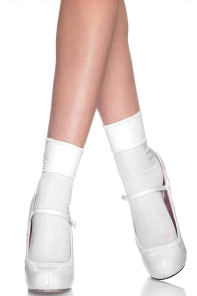 White Nylon Cuff Ankle Socks - AMIClubwear