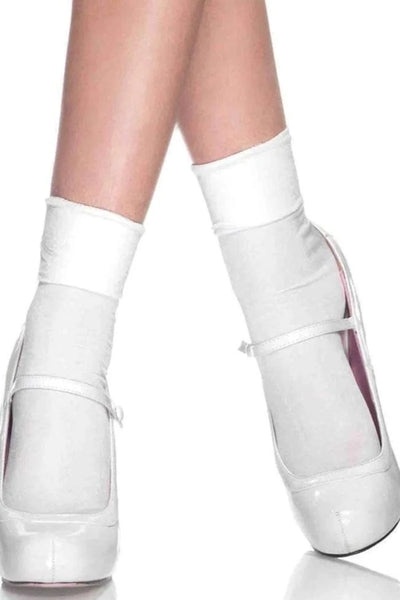 White Nylon Cuff Ankle Socks - AMIClubwear