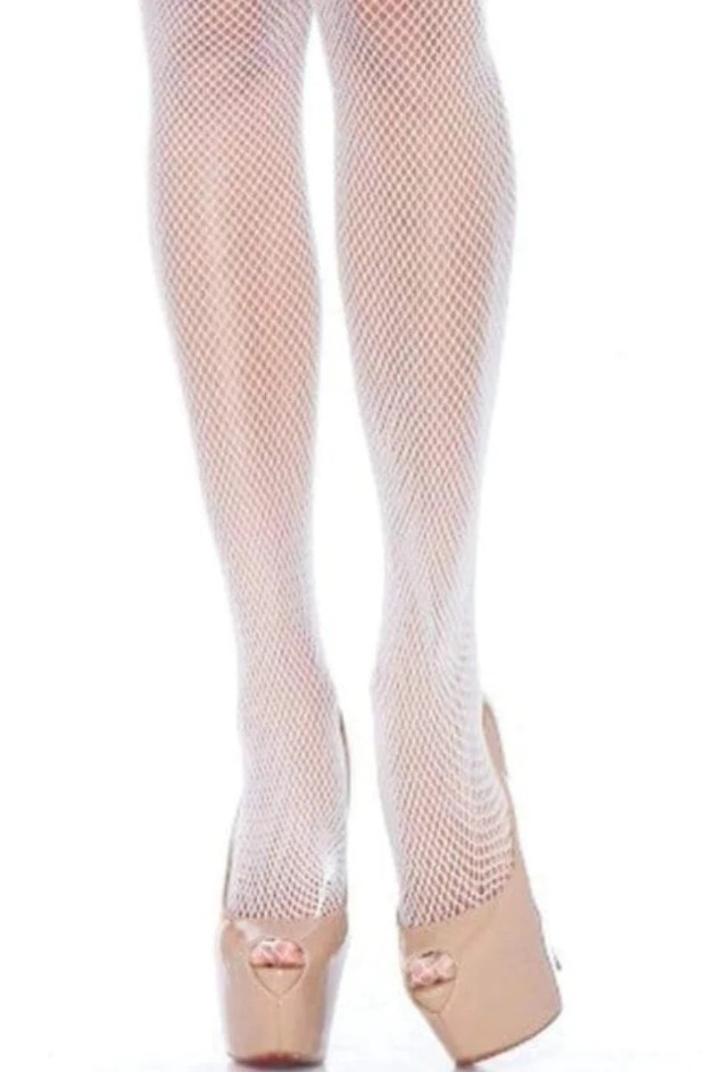 White Nylon Fishnet Pantyhose - AMIClubwear