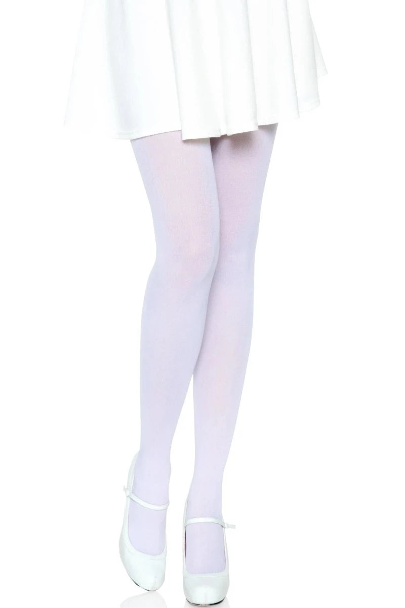 White Nylon Tights - AMIClubwear