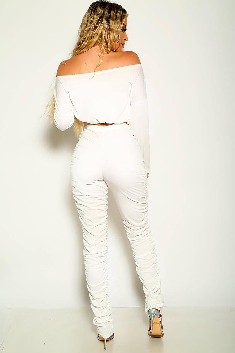 White Off The Shoulder Two Piece Set - AMIClubwear