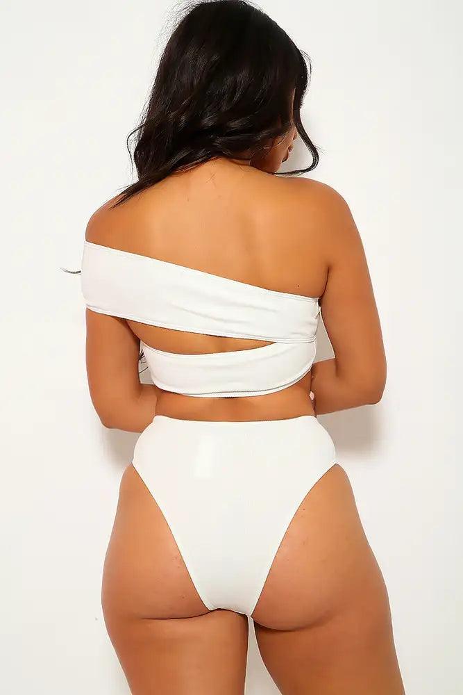 White One Strap Two Piece Swimsuit - AMIClubwear