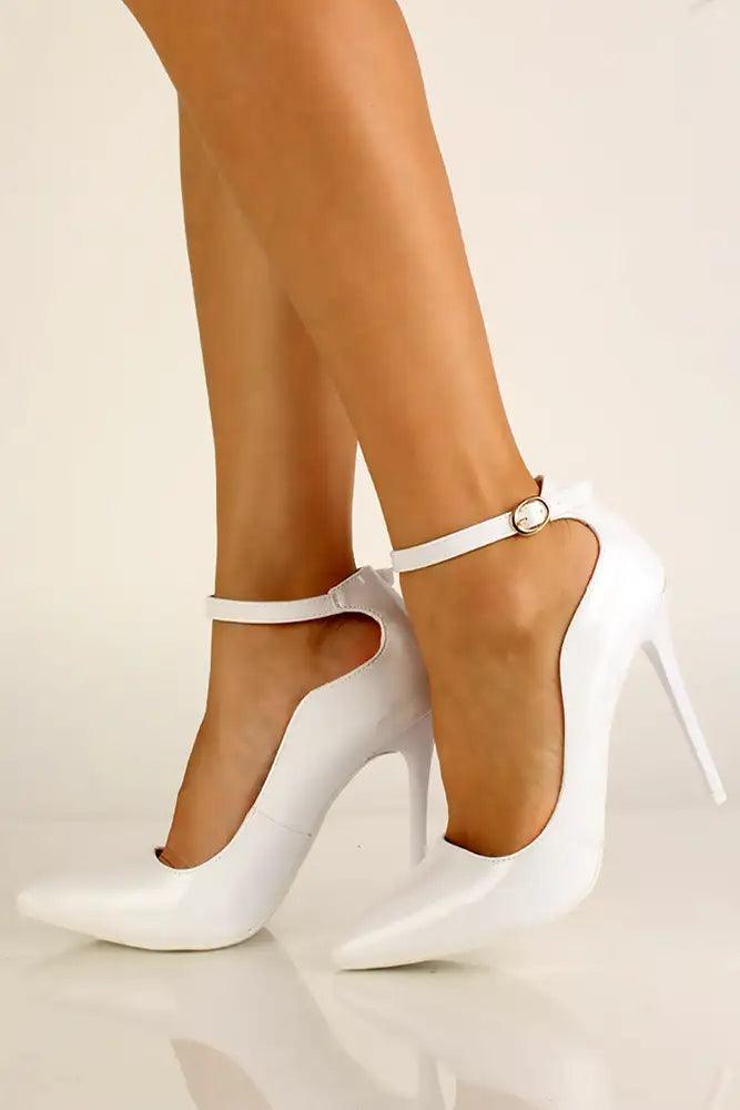 White Patent Pointy Toe High Heels - AMIClubwear