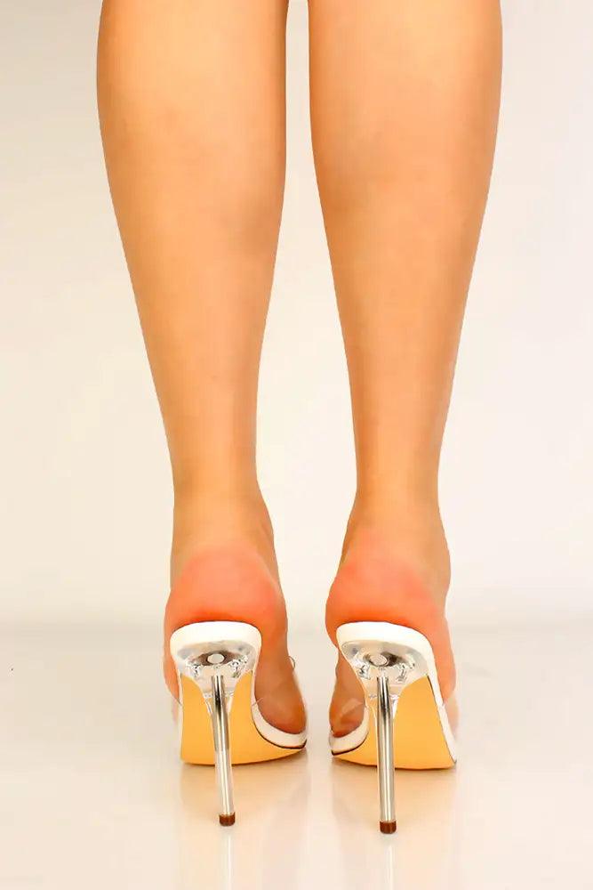 White Peep Toe Slip On High Heels - AMIClubwear
