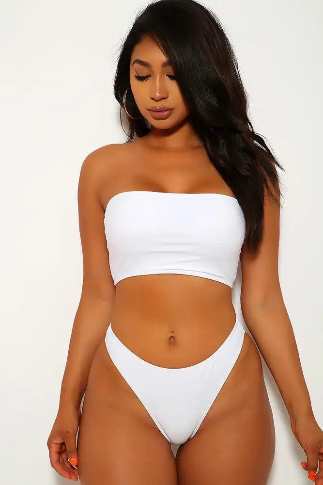 White Red Heart Shaped Three Piece Swimsuit Set - AMIClubwear