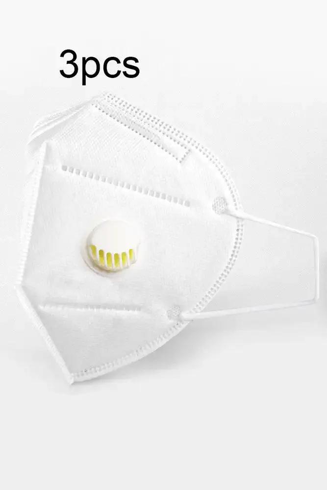 White Reusable Respirator 5 Layer KN95 3pcs Face Mask (Breathing Valve)