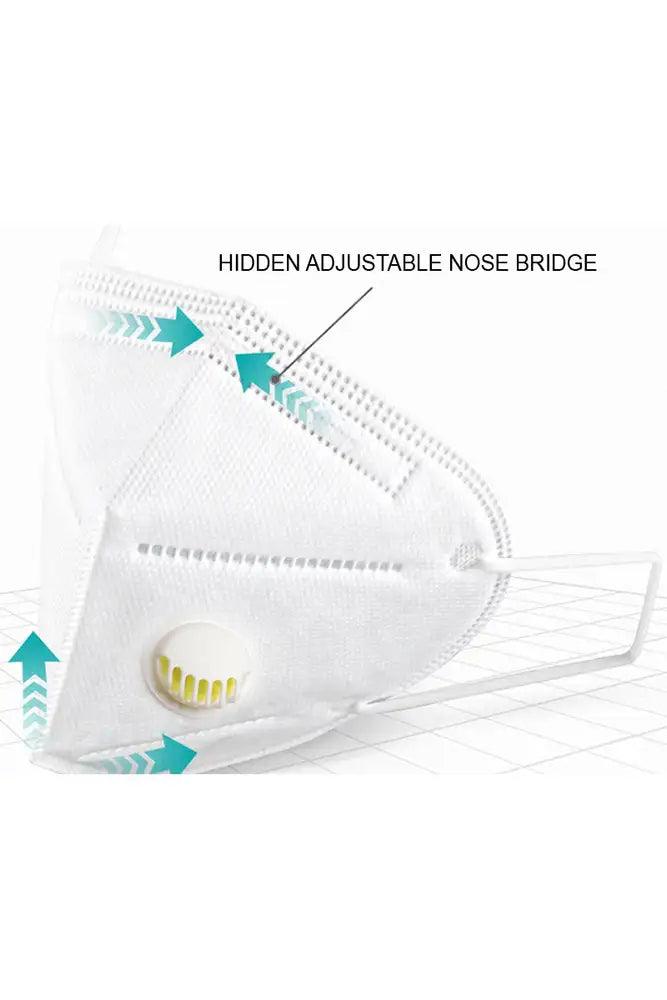 White Reusable Respirator 5 Layer KN95 3pcs Face Mask (Breathing Valve) - AMIClubwear