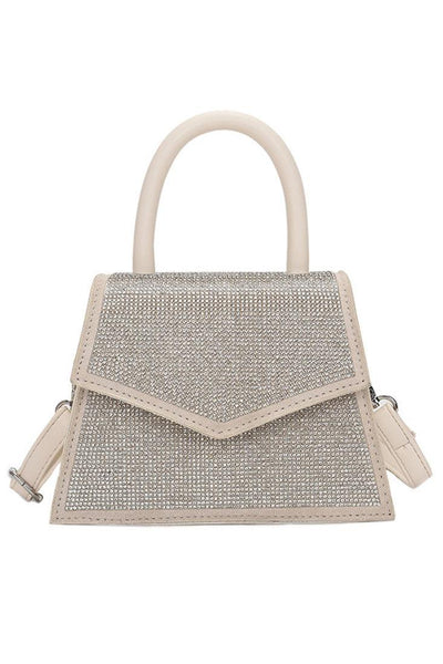 White Rhinestone Accent Handbag - AMIClubwear