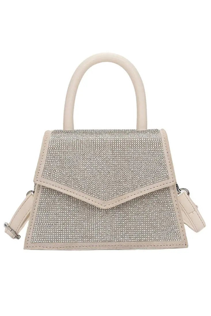 White Rhinestone Accent Handbag