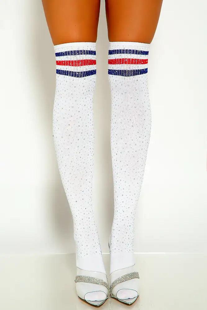 White Rhinestone Socks - AMIClubwear