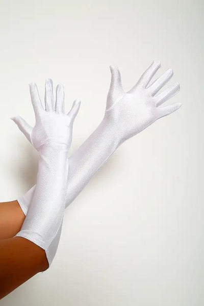 White Satin Gloves - AMIClubwear