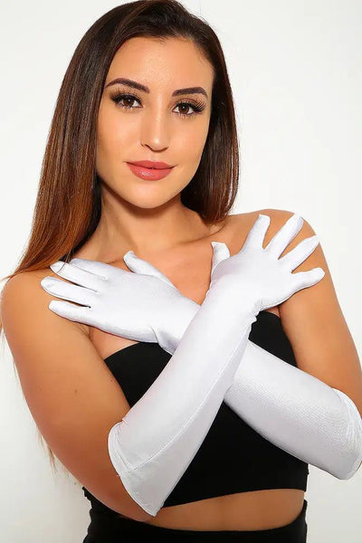 White Satin Gloves - AMIClubwear
