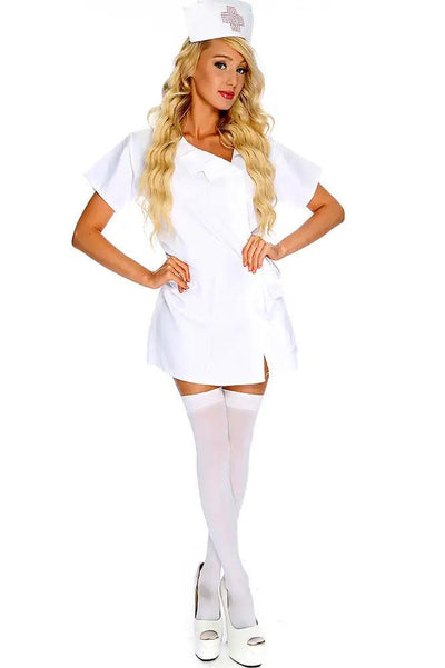 White Sexy 2.Piece Nurse Costume - AMIClubwear