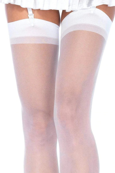 White Sheer Seamless Stockings - AMIClubwear