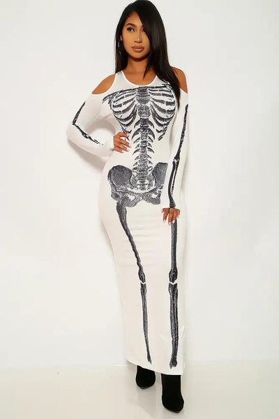 White Skeleton Print One Piece Costume - AMIClubwear